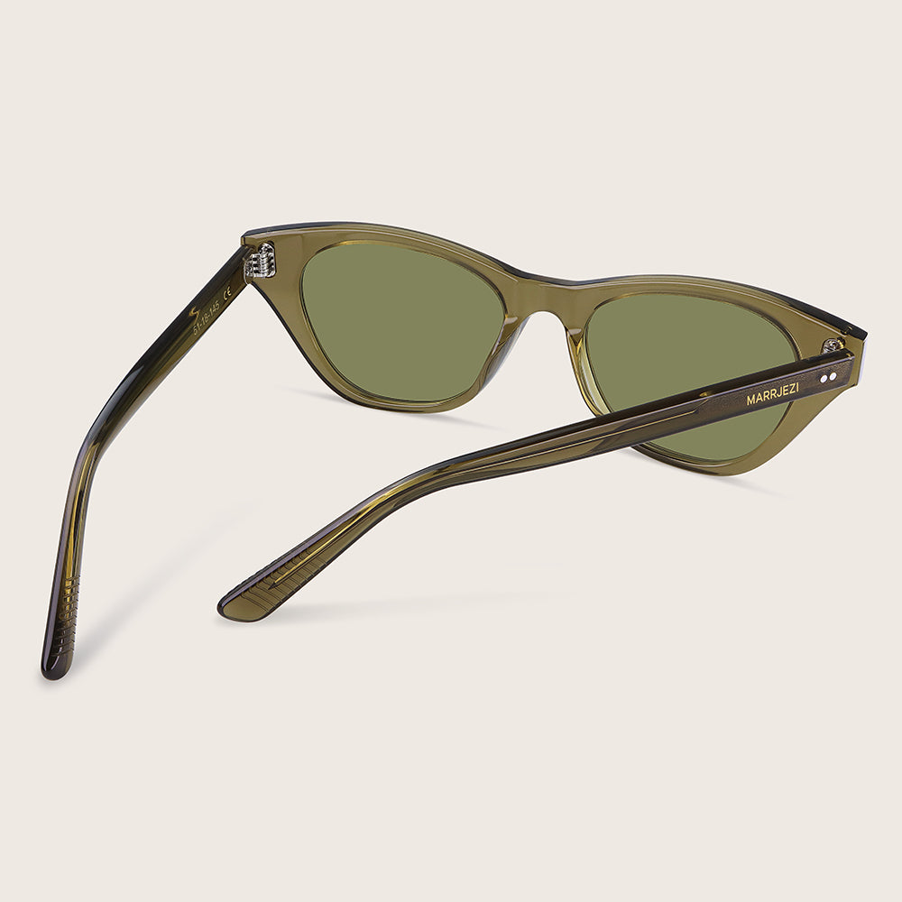 Marrjezi Mykonos Cat-Eye Sunglasses – Olive Crystal