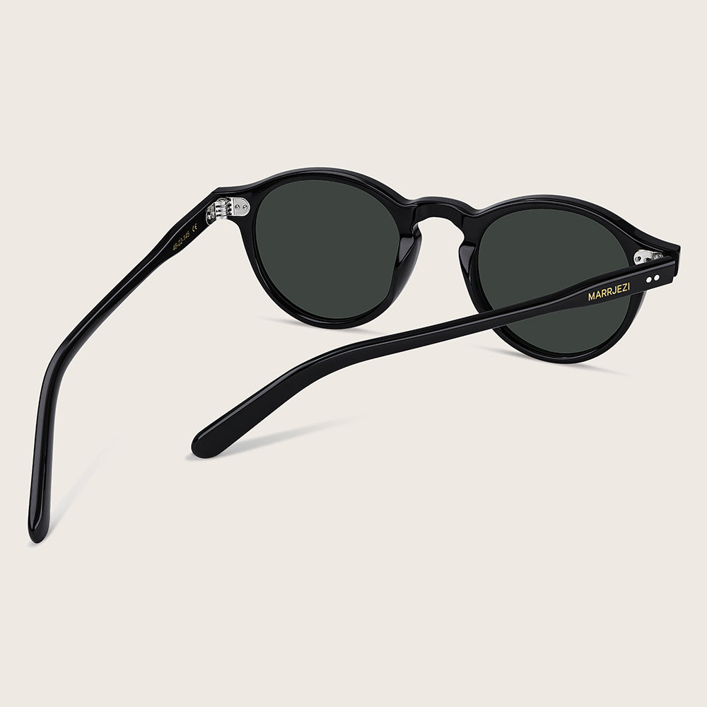 Marrjezi Ravello Round Sunglasses – Gloss Black