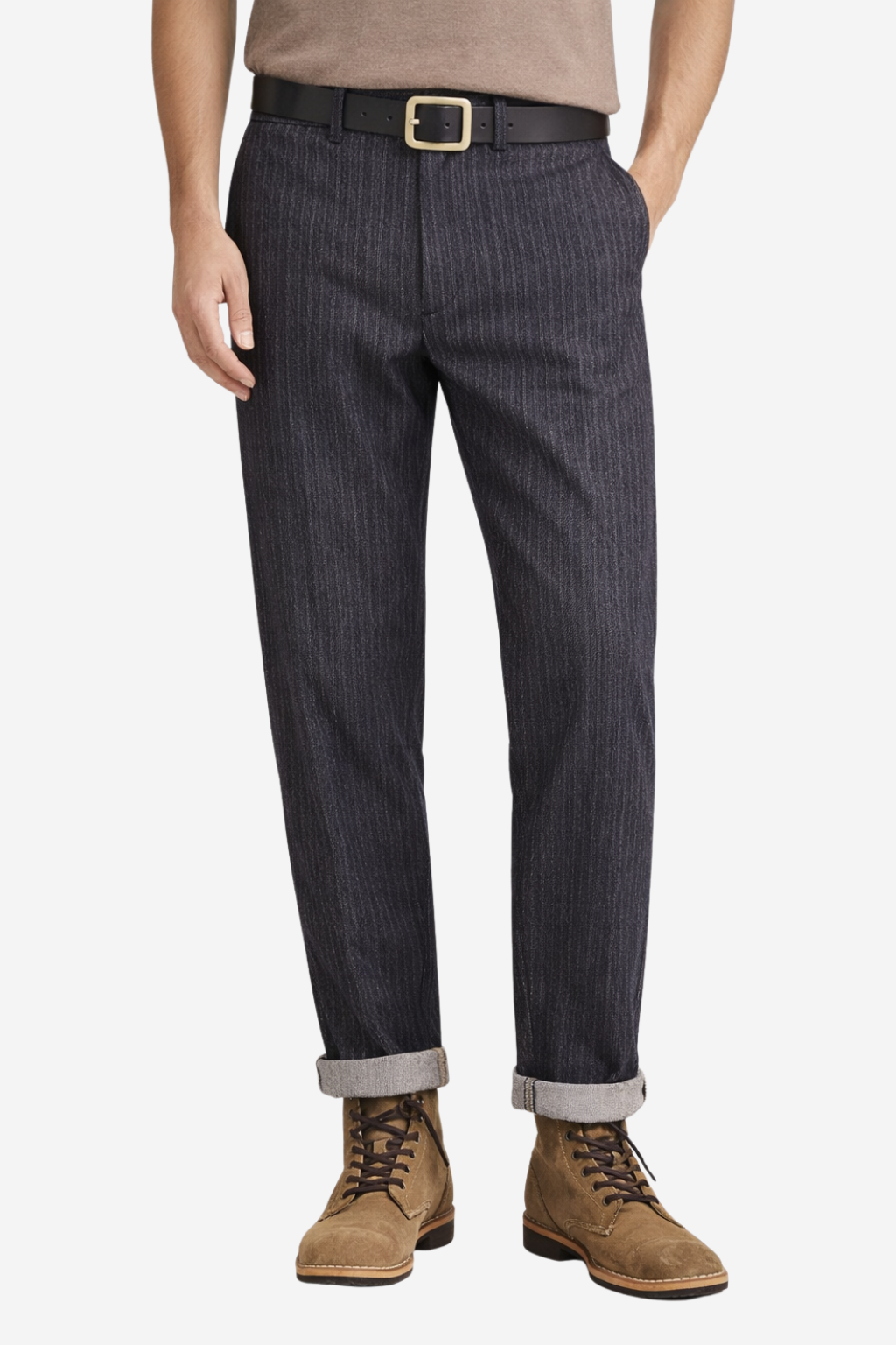 SAFU TAPERED STRAIGHT GREY STRIPE JEANS