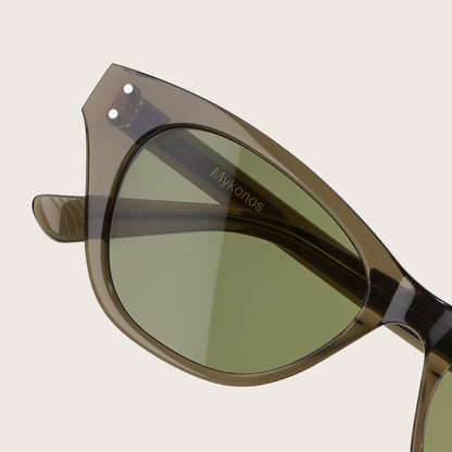 Marrjezi Mykonos Cat-Eye Sunglasses – Olive Crystal