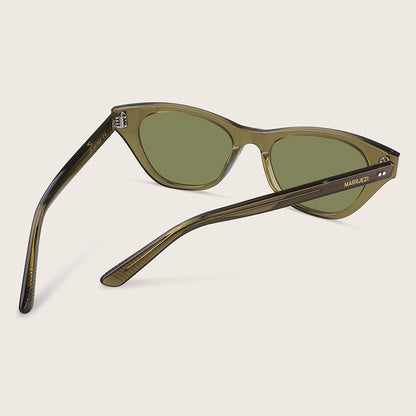 Marrjezi Mykonos Cat-Eye Sunglasses – Olive Crystal