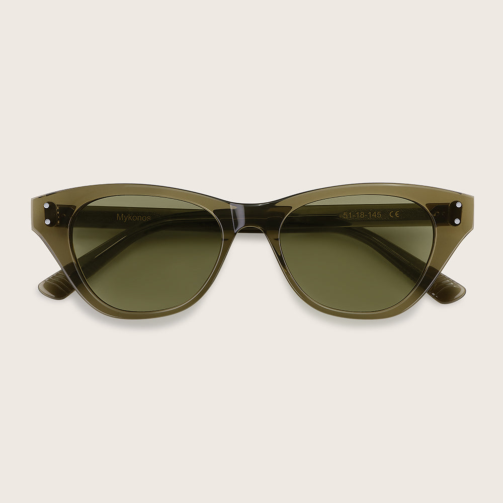 Marrjezi Mykonos Cat-Eye Sunglasses – Olive Crystal