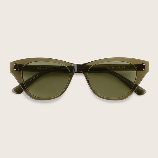 Marrjezi Mykonos Cat-Eye Sunglasses – Olive Crystal