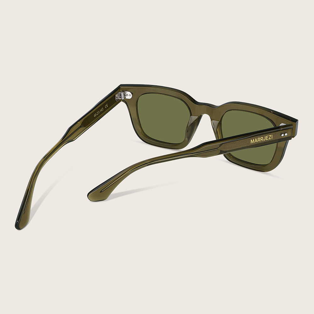 Marrjezi Cassis Square Sunglasses – Olive Crystal