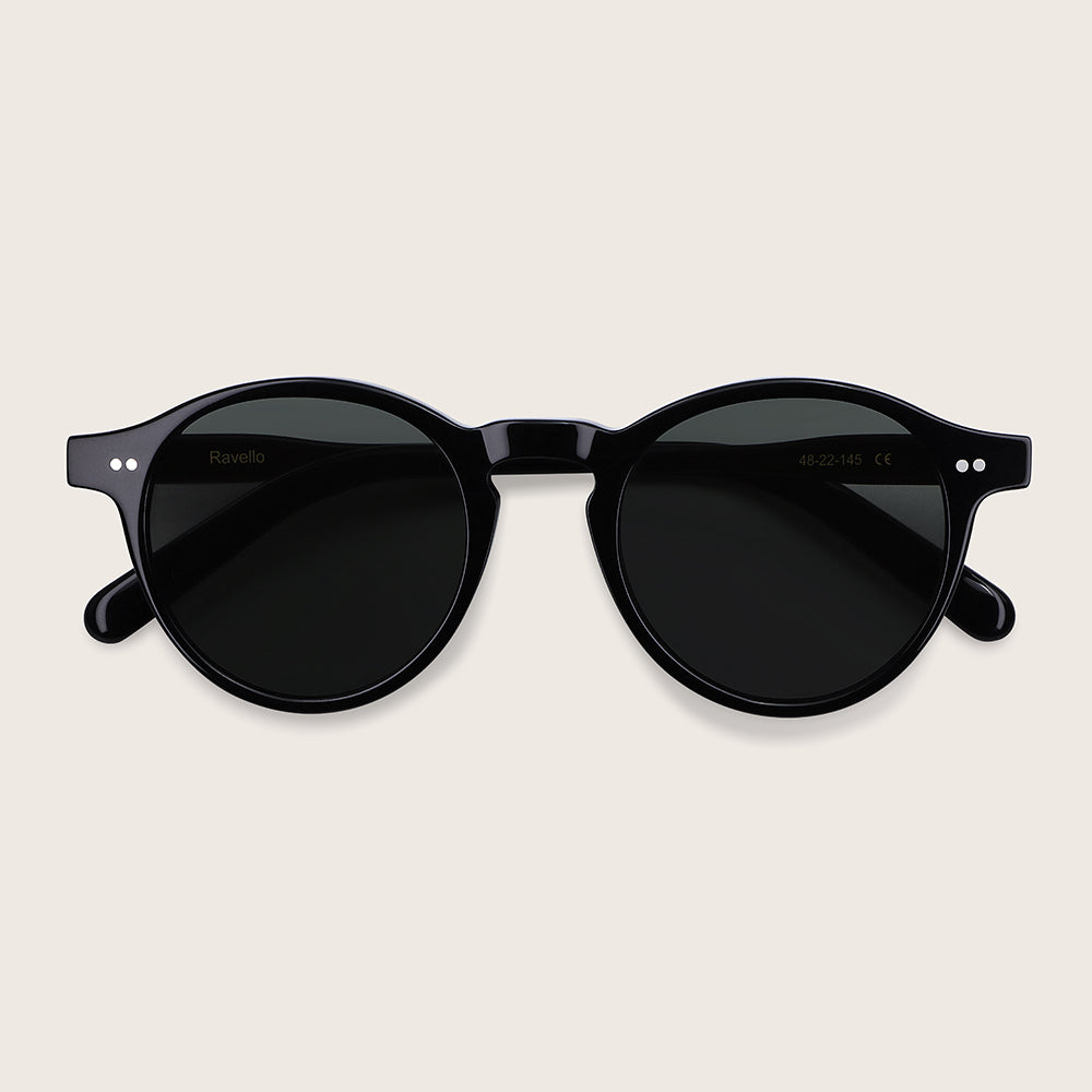 Marrjezi Ravello Round Sunglasses – Gloss Black
