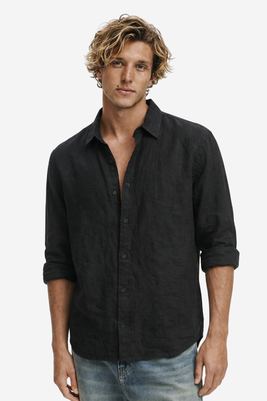 BAHARI NATURAL COTTON & LINEN LONG SLEEVE SHIRT